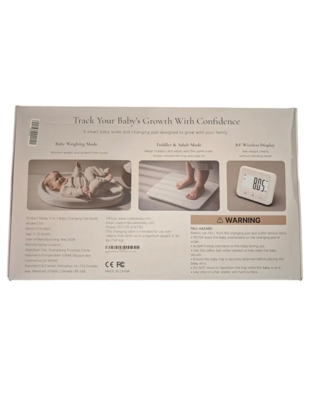 NEW Cuddobaby 4 in 1 Smart Changing Pad Baby Scale Height Measure Weight Monitor
